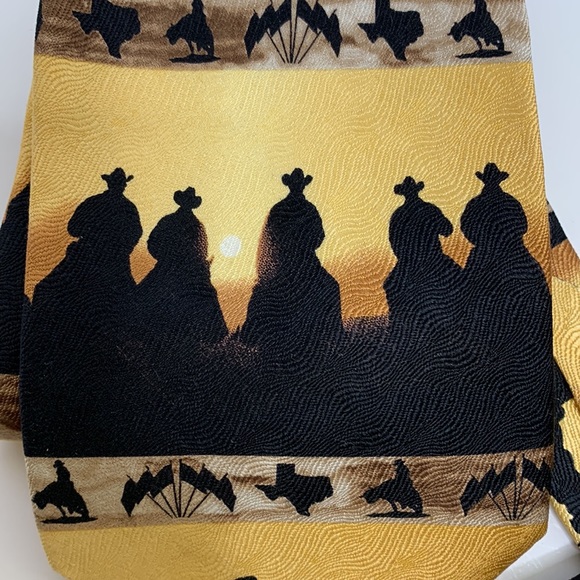 RM Style | Yellow & Black Cowboy Sunset Riders Necktie | 2000 Ralph Marlin & CO - Picture 8 of 9